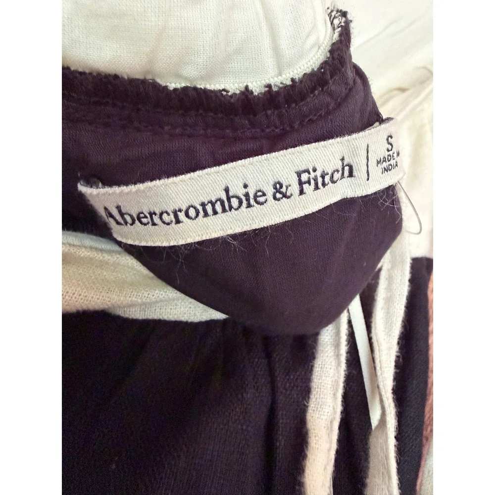 Abercrombie & Fitch Dress Colorblock Maxi Coastal Resort Black Cream‎ Small NWT